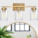 3-Light Bathroom Vanity Light, Modern Brushed Gold Wall Lights with Clear Glass Shades, Bathroom Wall Sconce Lamp for Mirror Living Room Bedroom Hallway - Image 7
