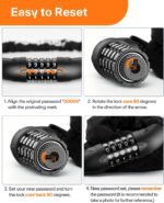 Sportneer Bike Lock: 5 Digit Combination High Security Anti Theft Bike Chain Lock - 3.2/3.6/4ft Heavy Duty Keyless Bicycle Lock for Bike, Motorcycle, Scooter, Door & Gate - 4/6mm Thick, Easy to Use - Image 7