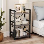Homeiju Bookshelf, 3 Tier Industrial Bookcase, Metal Small Bookcase, Rustic Etagere Book Shelf Storage Organizer for Living Room, Bedroom, and Home Office(Grey) Patent Pending D29873033 - Image 6