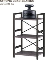 Homeiju Bookshelf, 3 Tier Industrial Bookcase, Metal Small Bookcase, Rustic Etagere Book Shelf Storage Organizer for Living Room, Bedroom, and Home Office(Grey) Patent Pending D29873033 - Image 7