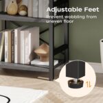 Homeiju Bookshelf, 3 Tier Industrial Bookcase, Metal Small Bookcase, Rustic Etagere Book Shelf Storage Organizer for Living Room, Bedroom, and Home Office(Grey) Patent Pending D29873033 - Image 8