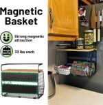 Magnetic Shelf for Fridge with Wood Lid, Fruit Potato and Onion Storage Bins, Pantry Organizers & Storage, Large Container Magnetic Spice Rack for Refrigerator, Kitchen Counter, Cabinet - Image 3