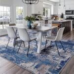 Washable Area Rugs 5'x7' Non-Slip Modern Abstract Soft for Living Room Entryway Bedroom Nursery, Print Pattern, Blue Grey Navy Gray - Image 5