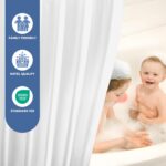downluxe Waterproof Fabric Shower Curtain Liner - Soft Cloth Shower Liner with 3 Magnets, Shower Curtains for Bathroom, Machine Washable & Hotel Quality, 70" W x 72" L, White - Image 7