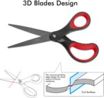LIVINGO 2 Pack 8" Titanium Non-Stick Scissors, Professional Stainless Steel Comfort Grip, All-Purpose, Straight Office Craft Scissors for DIY(Red/Black) - Image 6