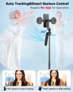 Vlogging Kit for iPhone/Android, 63”Auto Face Tracking Tripod for iPhone with Light, Wireless Microphones, Scrolling Remote Control for TikTok, Content Creator Kit for YouTube Starter - Image 3