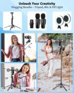 Vlogging Kit for iPhone/Android, 63”Auto Face Tracking Tripod for iPhone with Light, Wireless Microphones, Scrolling Remote Control for TikTok, Content Creator Kit for YouTube Starter - Image 8