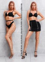 VEBZIN 2 Pack Sparkly Large And Medium Mesh Fishnet Tights For Women Glitter Rhinestone Fishnets Stockings - Image 3