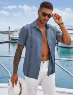 COOFANDY Men's Cuban Guayabera Shirts Casual Short Sleeve Button Down Shirt Summer Beach Vacation Shirt - Image 4