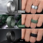 Egnaro Men's Silicone Rings 10mm Wide 2.5mm Thick, Rubber Wedding Bands with Inner Arc Ergonomic Breathable Design, 1/4/5/7 Variety Multipack - Image 4