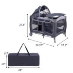 Pamo Babe Baby Playard with Canopy, Portable Crib with Changing Table - Image 3
