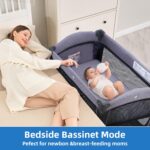 Pamo Babe Baby Playard with Canopy, Portable Crib with Changing Table - Image 4
