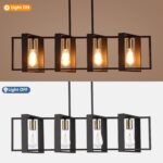 35.4" Kitchen Island Lighting Fixture, Dining Room 4 Lights Chandeliers, Black Wood+Metal Pendant Light for Foyer Hallway Living Room - Image 5