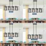 35.4" Kitchen Island Lighting Fixture, Dining Room 4 Lights Chandeliers, Black Wood+Metal Pendant Light for Foyer Hallway Living Room - Image 6
