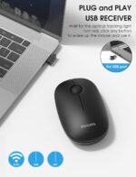 PHILIPS Wireless Mouse,2.4GHz Quiet Mouse with USB Receiver,Ergonomic Optical Computer Mice,1600 DPI,Portable and Durable Computer Mouse with 12-Months Battery Life for PC/Mac/Laptop – Black - Image 3