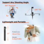 70" Phone Tripod & Selfie Stick, Extendable Cell Phone Tripod Stand with Wireless Remote for Vlogging/Live Streaming, Compatible with All Phones, Cameras - Image 3