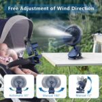 Portable Misitng Fan, 8000mAh Battery Operated Clip On Fan with Clip for Desk, Auto Oscillating, 3 Speeds, 2 Mist Modes with Remote, Working Time for Home Stroller Office and Outdoor - Image 5