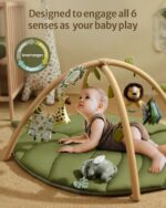 Blissful Diary Baby Play Gym & Activity Mat, Oversize Leaf Shaped Baby Play Mat w 6 Detachable Toys, Tummy Time Mat Promote Motor Skills & Sensory Development Mat, Newborn Infant Baby Essentials Gift - Image 3