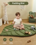 Blissful Diary Baby Play Gym & Activity Mat, Oversize Leaf Shaped Baby Play Mat w 6 Detachable Toys, Tummy Time Mat Promote Motor Skills & Sensory Development Mat, Newborn Infant Baby Essentials Gift - Image 6