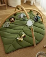 Blissful Diary Baby Play Gym & Activity Mat, Oversize Leaf Shaped Baby Play Mat w 6 Detachable Toys, Tummy Time Mat Promote Motor Skills & Sensory Development Mat, Newborn Infant Baby Essentials Gift - Image 7