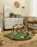 Blissful Diary Baby Play Gym & Activity Mat, Oversize Leaf Shaped Baby Play Mat w 6 Detachable Toys, Tummy Time Mat Promote Motor Skills & Sensory Development Mat, Newborn Infant Baby Essentials Gift - Image 8