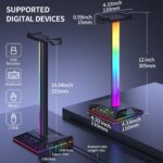 Gaming Headphone Stand PC Accessories - RGB Headset Stand with 2 USB Charger, Cool LED Headphone Holder PC Gaming Accessories Gift for Boys Men Gamers, Computer Game Hardware for Desk - Image 4