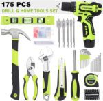 FASTPRO 175-Piece 12V Cordless Drill Set, Drill Driver and Home Tool Kit, House Repairing Tool with 12-Inch Storage Tool Bag, For DIY, Home Maintenance, Green - Image 4