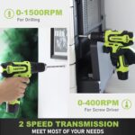 FASTPRO 175-Piece 12V Cordless Drill Set, Drill Driver and Home Tool Kit, House Repairing Tool with 12-Inch Storage Tool Bag, For DIY, Home Maintenance, Green - Image 6