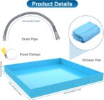 Portable Shower Pan, Foldable Camping Shower Base with Detachable Drain Pipe, 40" x 40" x 4" Outdoor Shower Floor for Beach, RV, Indoor Shower Stall - Image 8