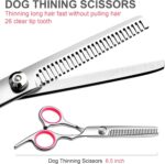 Dog Grooming Kit with Safety Round Tips Stainless Steel Professional Dog Shears Set - Thinning, Curved Scissors and Comb for Cat Pet - Image 5