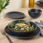 Gibson Home Hazeltine 16 Piece Plates and Bowls Dishes Stoneware Ceramic Dinnerware Set - Navy Blue - Image 3