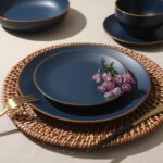 Gibson Home Hazeltine 16 Piece Plates and Bowls Dishes Stoneware Ceramic Dinnerware Set - Navy Blue - Image 6