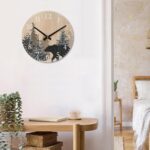 SwallowLiving Cabin Bear Wall Clock 12 Inch Silent Non Ticking Clock Wooden Forest Wildlife Mountain Lodge Wall Clock Battery Operated Rustic Farmhouse Wall Clock - Image 3