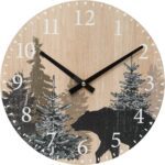 SwallowLiving Cabin Bear Wall Clock 12 Inch Silent Non Ticking Clock Wooden Forest Wildlife Mountain Lodge Wall Clock Battery Operated Rustic Farmhouse Wall Clock - Image 4