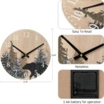 SwallowLiving Cabin Bear Wall Clock 12 Inch Silent Non Ticking Clock Wooden Forest Wildlife Mountain Lodge Wall Clock Battery Operated Rustic Farmhouse Wall Clock - Image 5