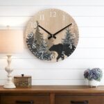 SwallowLiving Cabin Bear Wall Clock 12 Inch Silent Non Ticking Clock Wooden Forest Wildlife Mountain Lodge Wall Clock Battery Operated Rustic Farmhouse Wall Clock - Image 7