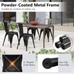 COSTWAY Metal Dining Chairs Set of 4, 18 Inch Stackable Industrial Kitchen Tolix Side Chairs with Detachable High Back for Dining Room, Cafe, Restaurant, Bistro (Black) - Image 5