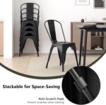 COSTWAY Metal Dining Chairs Set of 4, 18 Inch Stackable Industrial Kitchen Tolix Side Chairs with Detachable High Back for Dining Room, Cafe, Restaurant, Bistro (Black) - Image 7