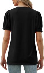 Geifa Womens Summer Tops Puff Short Sleeve V Neck T Shirts Loose Casual Tshirts - Image 5