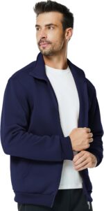 Men's Fleece Full Zip Up Sweatshirt Casual Lightweight Long Sleeve Mock Neck Jackets with Pocket - Image 3