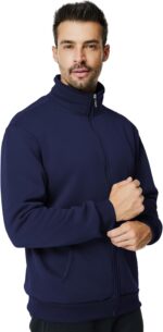Men's Fleece Full Zip Up Sweatshirt Casual Lightweight Long Sleeve Mock Neck Jackets with Pocket - Image 5