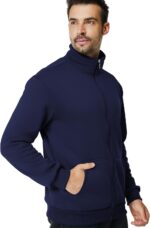 Men's Fleece Full Zip Up Sweatshirt Casual Lightweight Long Sleeve Mock Neck Jackets with Pocket - Image 6