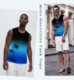 Mens Graphic Tank Tops Workout Sleeveless Shirts Hawaiian Palm Tree Vacation Tanks for Men Summer Beach T-Shirt - Image 8