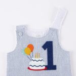 Mud Pie baby-boys Birthday Boy Seersucker Shortall - Image 3