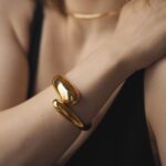 Gold Polished Chunky Twisted Hinged Waterdrop Bangle Bracelet for Women Spiraled Oval Bangle Bracelet - Image 4