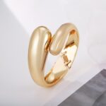 Gold Polished Chunky Twisted Hinged Waterdrop Bangle Bracelet for Women Spiraled Oval Bangle Bracelet - Image 7