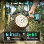 Seesii Mini Chainsaw Cordless 6-inch, Handheld Electric Power Chain Saw with 2 Batteries, for Tree Trimming Wood Cutting, Best Gifts for Dad, Husband - Image 4