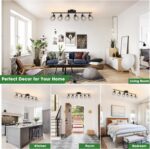 6-Lights Black Semi Flush Mount Ceiling Light, Multi-Directional Ceiling Light Fixtures, Rotatable Kitchen Track Lighting Fixtures with Wire Cages for Living Room, Dining Table, Foyer - Image 8