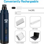 Casfuy Dog Nail Grinder Upgraded - Professional 2-Speed Electric Rechargeable Pet Nail Trimmer Painless Paws Grooming & Smoothing for Small Medium Large Dogs & Cats(Dark Blue) - Image 6