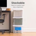 IRIS USA File Box, Plastic File Organizer with Lids for Letter/Legal File, Portable Document Box For Moving, Storage Bin with Durable and Secure Lid, Stackable Nestable BPA-Free, Clear 35 Qt. 4 Pack - Image 6